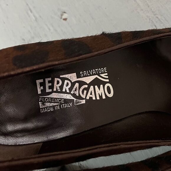 Salvatore Ferragamo Calf Hair Leopard Heels | Size 9 - Picture 5 of 7